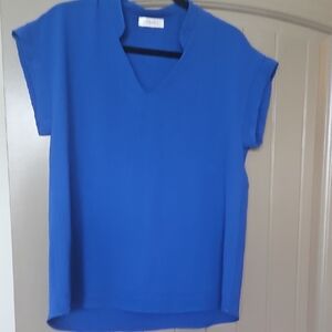 Akris Relaxed Blue Short Sleeve Blouse